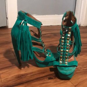 Green suede Jeffery Campbell Heel